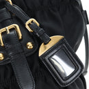 PRADA Hand Bag Nylon 2way Black Gold Auth 200017V-20
