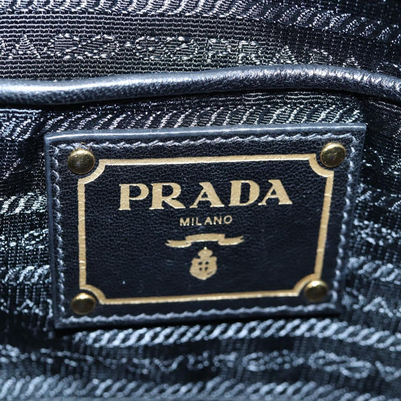 PRADA Hand Bag Nylon 2way Black Gold Auth 200017V
