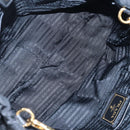 PRADA Hand Bag Nylon 2way Black Gold Auth 200017V-10