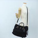 PRADA Hand Bag Nylon 2way Black Gold Auth 200017V-28