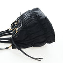 PRADA Hand Bag Nylon 2way Black Gold Auth 200017V-3