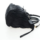 PRADA Hand Bag Nylon 2way Black Gold Auth 200017V-4
