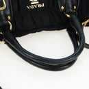 PRADA Hand Bag Nylon 2way Black Gold Auth 200017V-7