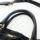 PRADA Hand Bag Nylon 2way Black Gold Auth 200017V-14
