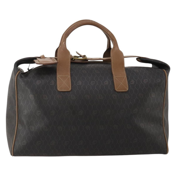 Christian Dior Honeycomb Canvas Boston Bag PVC 2way Black Gold Auth 200022A