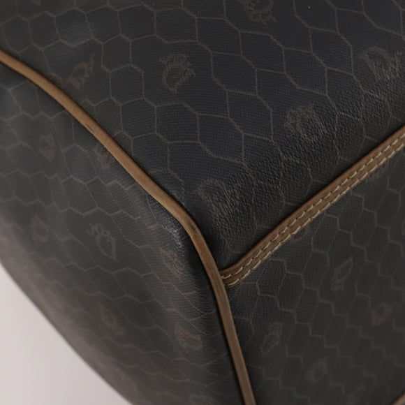 Christian Dior Honeycomb Canvas Boston Bag PVC 2way Black Gold Auth 200022A
