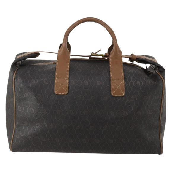 Christian Dior Honeycomb Canvas Boston Bag PVC 2way Black Gold Auth 200022A