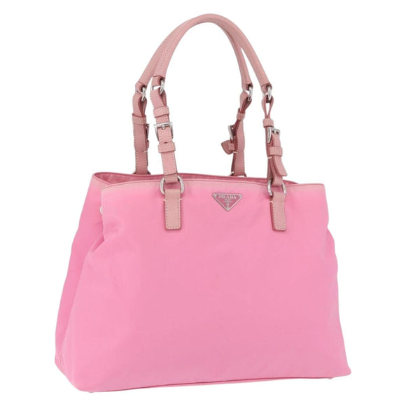 PRADA Hand Bag Nylon Pink Silver Auth 200050A