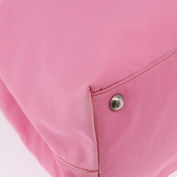 PRADA Hand Bag Nylon Pink Silver Auth 200050A