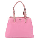 PRADA Hand Bag Nylon Pink Silver Auth 200050A-13