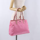 PRADA Hand Bag Nylon Pink Silver Auth 200050A-27