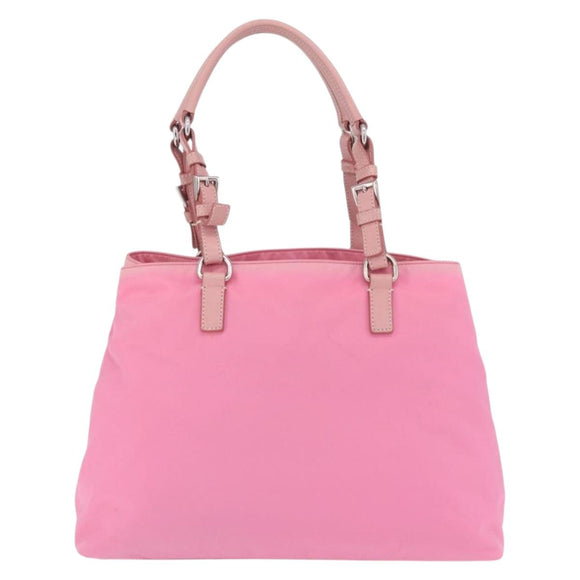 PRADA Hand Bag Nylon Pink Silver Auth 200050A