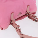 PRADA Hand Bag Nylon Pink Silver Auth 200050A-6