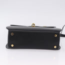 Salvatore Ferragamo Gancini Hand Bag Leather 2way Black Gold Auth 200051A-5