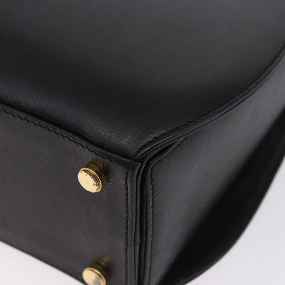 Salvatore Ferragamo Gancini Hand Bag Leather 2way Black Gold Auth 200051A