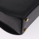 Salvatore Ferragamo Gancini Hand Bag Leather 2way Black Gold Auth 200051A-17