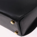 Salvatore Ferragamo Gancini Hand Bag Leather 2way Black Gold Auth 200051A-10