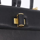 Salvatore Ferragamo Gancini Hand Bag Leather 2way Black Gold Auth 200051A-18