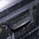 Salvatore Ferragamo Gancini Hand Bag Leather 2way Black Gold Auth 200051A-12