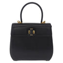 Salvatore Ferragamo Gancini Hand Bag Leather 2way Black Gold Auth 200051A-13