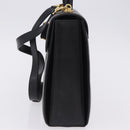 Salvatore Ferragamo Gancini Hand Bag Leather 2way Black Gold Auth 200051A-3