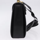 Salvatore Ferragamo Gancini Hand Bag Leather 2way Black Gold Auth 200051A-4