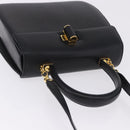 Salvatore Ferragamo Gancini Hand Bag Leather 2way Black Gold Auth 200051A-6