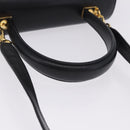 Salvatore Ferragamo Gancini Hand Bag Leather 2way Black Gold Auth 200051A-7