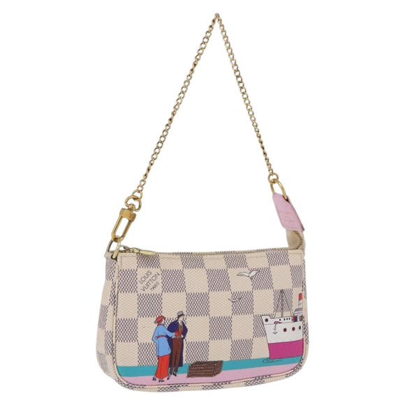 LOUIS VUITTON Damier Azur Mini Pochette Accessoires Pouch N41669 LV Auth 200052V