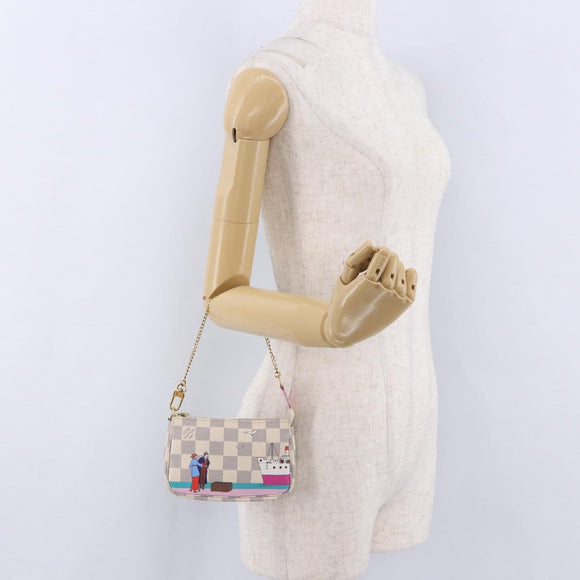 LOUIS VUITTON Damier Azur Mini Pochette Accessoires Pouch N41669 LV Auth 200052V