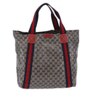 GUCCI GG Crystal Sherry Line Tote Bag Coated Canvas Navy 189669 Auth 200053A-2
