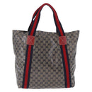 GUCCI GG Crystal Sherry Line Tote Bag Coated Canvas Navy 189669 Auth 200053A-3