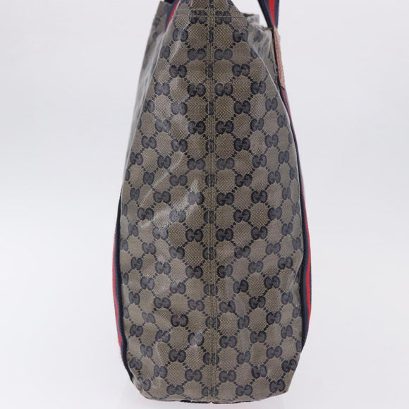 GUCCI GG Crystal Sherry Line Tote Bag Coated Canvas Navy 189669 Auth 200053A