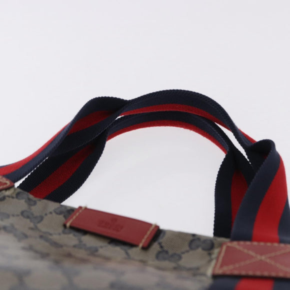 GUCCI GG Crystal Sherry Line Tote Bag Coated Canvas Navy 189669 Auth 200053A