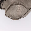 Salvatore Ferragamo Gancini Hand Bag Leather Gold Silver Auth 200055A-14