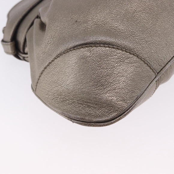 Salvatore Ferragamo Gancini Hand Bag Leather Gold Silver Auth 200055A