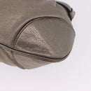 Salvatore Ferragamo Gancini Hand Bag Leather Gold Silver Auth 200055A-9