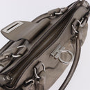 Salvatore Ferragamo Gancini Hand Bag Leather Gold Silver Auth 200055A-10
