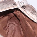 Salvatore Ferragamo Gancini Hand Bag Leather Gold Silver Auth 200055A-19