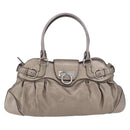 Salvatore Ferragamo Gancini Hand Bag Leather Gold Silver Auth 200055A-13