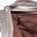 Salvatore Ferragamo Gancini Hand Bag Leather Gold Silver Auth 200055A-21