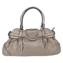Salvatore Ferragamo Gancini Hand Bag Leather Gold Silver Auth 200055A-2
