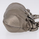 Salvatore Ferragamo Gancini Hand Bag Leather Gold Silver Auth 200055A-3
