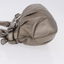 Salvatore Ferragamo Gancini Hand Bag Leather Gold Silver Auth 200055A-4