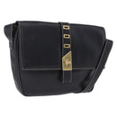 FENDI Shoulder Bag Leather Black Gold Auth 200056-1