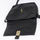 FENDI Shoulder Bag Leather Black Gold Auth 200056-10