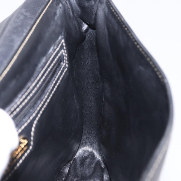 FENDI Shoulder Bag Leather Black Gold Auth 200056