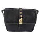 FENDI Shoulder Bag Leather Black Gold Auth 200056-13