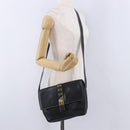 FENDI Shoulder Bag Leather Black Gold Auth 200056-22