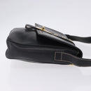 FENDI Shoulder Bag Leather Black Gold Auth 200056-3